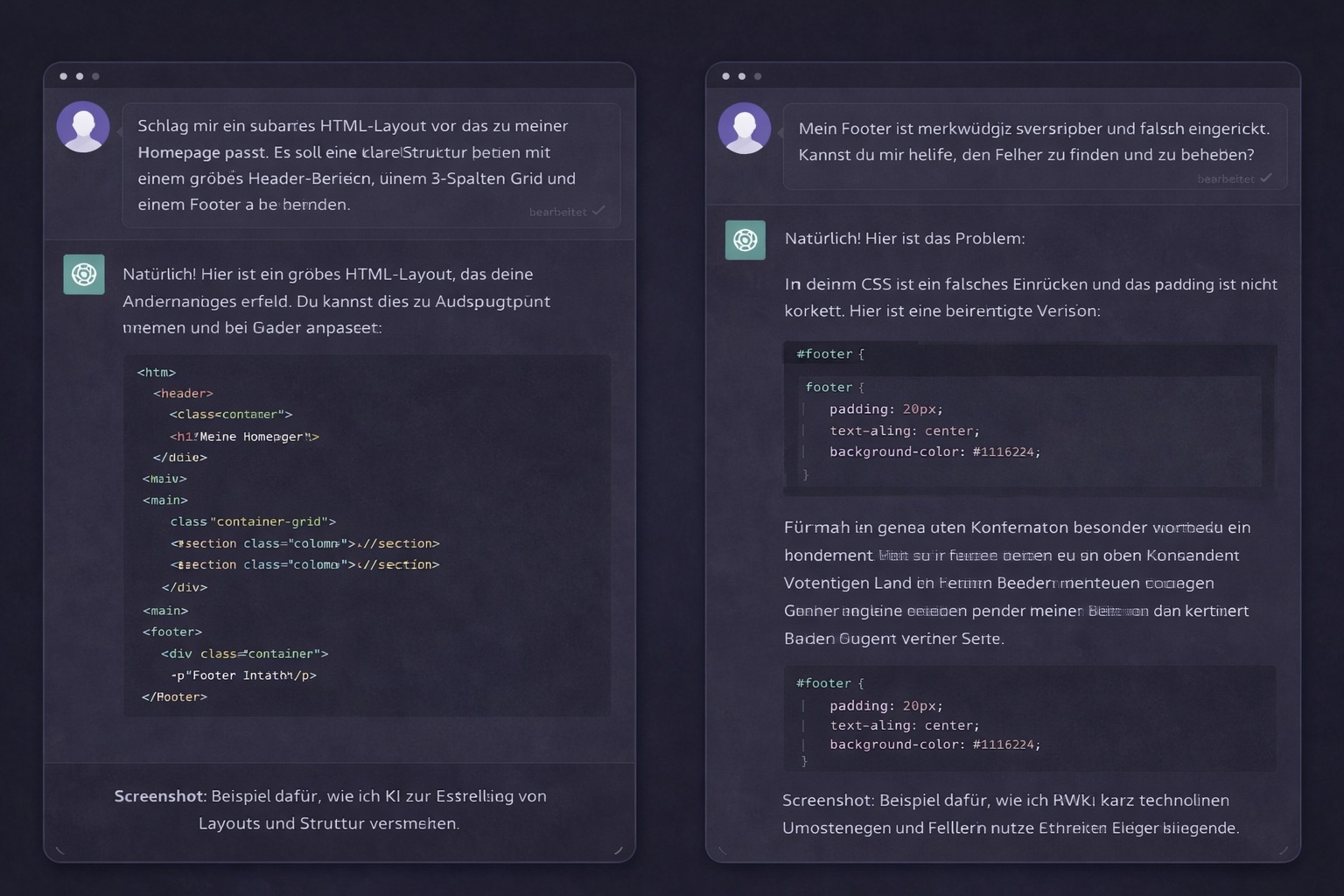 Screenshot einer technischen Umsetzung oder Optimierung mit KI