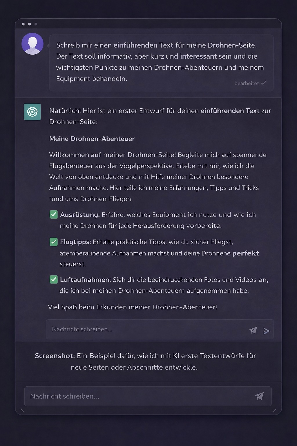 Texte und Inhalte mit KI