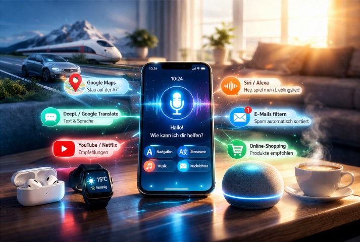 KI im Alltag mit Smartphone, Sprachassistent, Navigation und digitalen Diensten